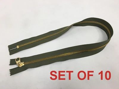 SET OF 10 Military Zipper YKK #10 CEDAR GREEN MILSPEC 28.3" L x 1 5/8" W - Image 1 of 4