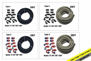 20FT Braided PTFE Fuel Hose E85 /10 Fittings Kit / 6AN|8AN|10AN - Picture 1 of 10