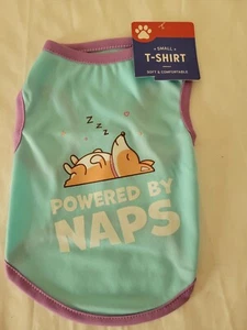 Camiseta perro pequeño bebé azul alimentado por siestas ¡NUEVO EN PAQUETE! - Imagen 1 de 6