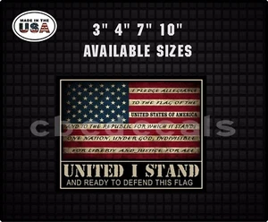 American Flag United I Stand  Decal Window Pledge of allegiance USA Sticker  - Picture 1 of 1