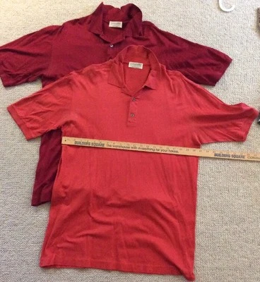 2 Tuttle Italian L Large Burgundy Orange Mercerized Cotton Men’s Polo Golf Shirt - Image 1 of 4