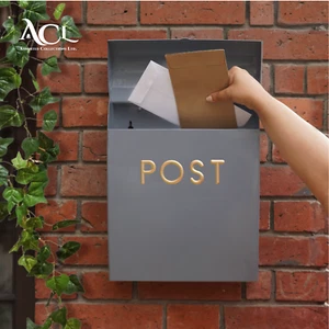 Post Box Grey Wall Mounted Large Letter Contemporary Mailbox Outdoor Letterbox - Picture 1 of 7