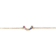  Rainbow Anklet 14K White Gold Assorted Gemstones Chain