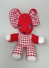 Vintage Plush Mouse Toy Red & White Checkered Blue Eyes 12” 1960’s 1970’s