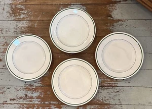 Vintage Set Of 4 Buffalo China 9” Plates Restaurant Ware Green Band - Picture 1 of 6