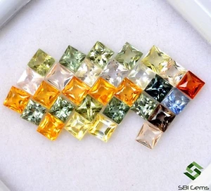 Natural Multi Sapphire Square Princess Cut 3 mm 5.17 Cts Lot 30 Pcs Loose Gems - Picture 1 of 6