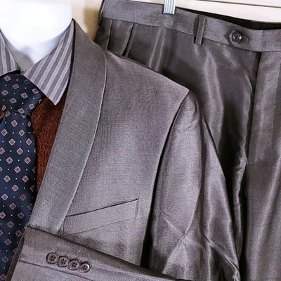 Lineage Traje Chaqueta y Pantalones Para Hombres 46R Blazer Plateado 39X29 Cintura Entrepierna Conjunto de 2 piezas Foto 1 de 4