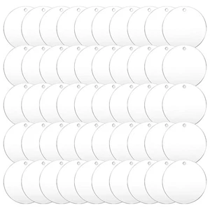 50 Pcs 3 Inch Acrylic Blanks with Hole Transparent Circle Ornament Clear5780 - Bild 1 von 8