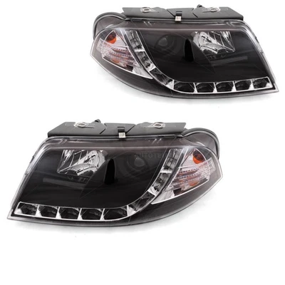 Scheinwerfersatz für VW Passat B5 3BG Bj. 00-05 klar/schwarz LED Tagfahrlicht - Bild 1 von 4