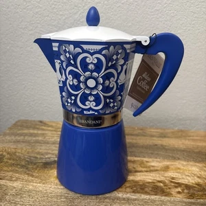 Brandani Italian Style Espresso/Kaffee/Mokkakanne 9 Tassen NEU blaues Design - Bild 1 von 8