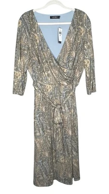 Lauren Ralph Lauren Paisley Surplice Stretch 3/4 Sleeve Dress Size 20W NWT - Image 1 of 4