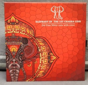 Moneda de plata de $5 elefante del primer chakra PAMP 2022 2 oz ~ coloreada ~ OGP - Imagen 1 de 4