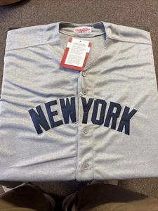 NEW! NEW YORK YANKEES MICKEY MANTLE MITCHELL & NESS Gray 50TH Anv jersey Size 52 - Picture 1 of 9
