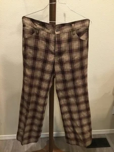 vintage 70s plaid  tobaias trousers a-1 kotzin co cuffed 25 S - Picture 1 of 9