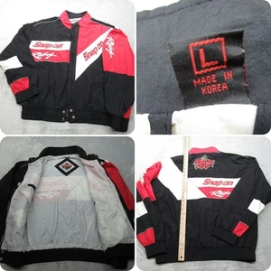 Snap-On Racing Jacket Men Large Black Water Resistant FullZip Windbreak VTG RARE - Picture 1 of 20