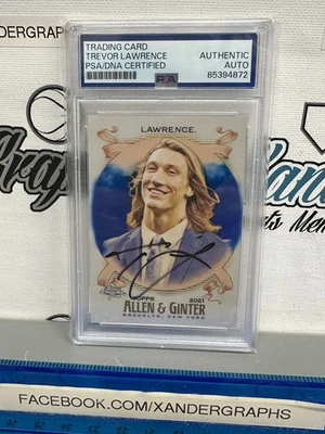 TREVOR LAWRENCE 2021 ALLEN & GINTER #52/150 SIGNED AUTO FOOTBALL ON CARD PSA DNA - Image 1 of 4