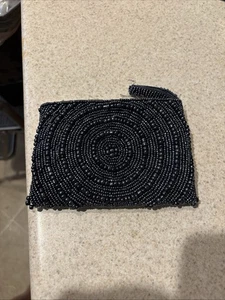 "Bolso clutch de noche cartera con cuentas negro 3,5"" x 5,5""" - Imagen 1 de 7