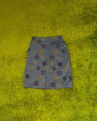 Gudrun Sjoden avant garde linen blend floral pattern skirt blue size S - Image 1 of 4