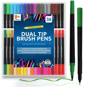 Set de 36 stylos pinceaux double pointe dessin aquarelle marqueur couleur beaux-arts - Photo 1 sur 8