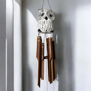 White Owl Bamboo Wind Chime | Handmade | Eco-friendly | Zen Vibes | Natural - Picture 1 of 4