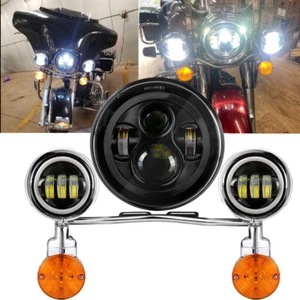 4.5" Passing Fog Lights 7" LED Headlight Fits Yamaha Road Star Silverado XV1600 - Picture 1 of 12