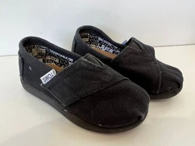 Baby Toms Size 5 Black Canvas slip ons - Image 1 of 4