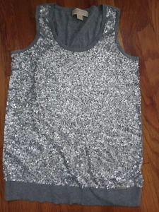 Michael Kors ärmelloses Top mit Pailletten, grau, Gr. S - Bild 1 von 2