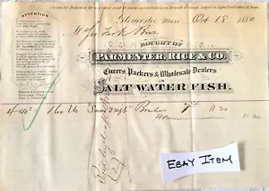 1880 Gloucster, Masschusetts PARMENTER RICE & CO. Salt Water Fish - Picture 1 of 1
