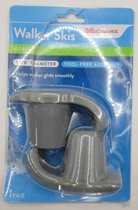 Walgreens Walker Skis - 1 Pair Gray Fits 1-1/8" Shaft "Tool-Free" - NEW / OPEN - Picture 1 of 2