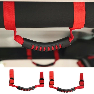 Manija de agarre de barra antivuelco roja 2 piezas para Jeep Wrangler CJ YJ TJ JK JL 1955-2025 Foto 1 de 4