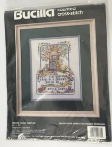 Bucilla Counted Cross Stitch Kit Mouse House Sampler 40776 8 X 10 Friends Tree - Picture 1 of 4