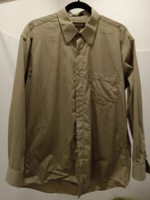 Elegante camisa de vestir para hombre Roberto Villini con botones, color caqui tostado, talla 16 1/2 Foto 1 de 4