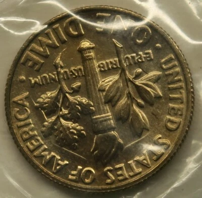 1977 Uncirculated Roosevelt Dime in Mint Cello with Obverse/Reverse Die Clash - Image 1 of 4