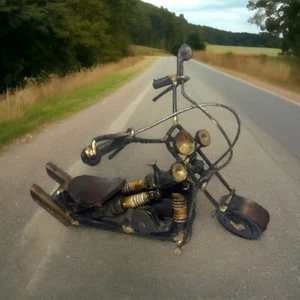 Zündkerze Motorrad Chopper Handarbeit Recycling Metall Kunst Skulptur Figur - Bild 1 von 10
