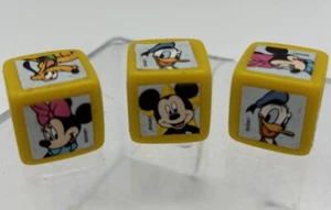 3 Vintage Disney Jr Micky Mouse Yahtzee Dice Replacements Games Child Yellow - Picture 1 of 1