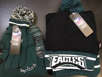 X2 NUEVO NFL Philadelphia Eagles Adulto Gorro Guantes Verde Negro Foto 1 de 4