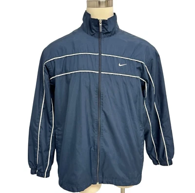 Vintage Nike Men's track lightweight lined jacket navy blue zip up size L - Imagem 1 de 4
