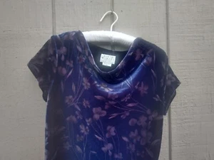 David Warren Women's Shawl Color Navy / Purple Velvet Dress Sz 6 - Picture 1 of 5