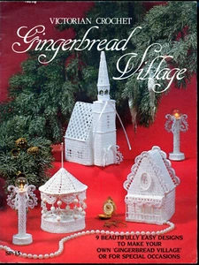 Folleto de ganchillo victorial - PUEBLO DE PAN DE JENGIBRE - Iglesia, castillo + 7 más, 1986 - Imagen 1 de 3