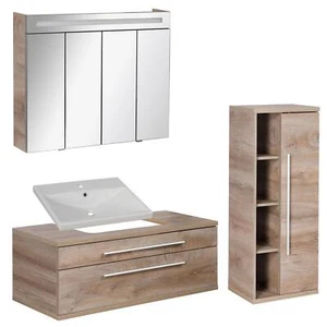 Fackelmann braunes Badmöbel Set hängend 4 tlg 110 cm - Bild 1 von 9