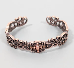Western Boho Copper Tone Scroll Open Metal Work Cuff Bracelet 6.5 inch - Picture 1 of 11