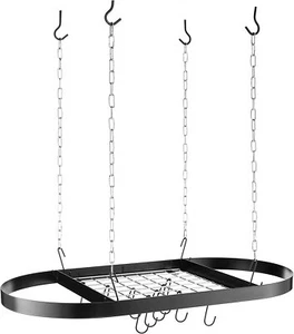 Kinetic Wrought Iron Oval Pot Rack Black Model 12021 Removable Center Grid - Picture 1 of 3