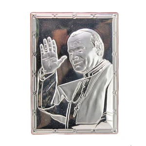 Quadro Volto Giovanni Paolo II 5316-13 Laminato in Argento 925 Forma Quadrata - Picture 1 of 1