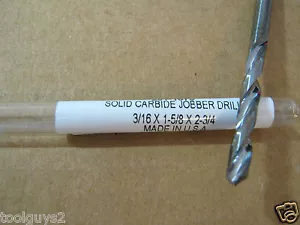 3/16 (.1875) JOBBER (STD) CARBIDE 25 deg HELIX 118 deg SPLIT PT DRILL "NEW" - Picture 1 of 2