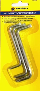 Off set Screwdriver Set 3 X Double Sided Cranked Right Angled Flat Screwdriver - Picture 1 of 3