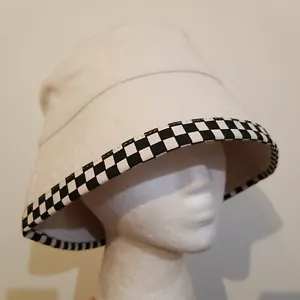 Cubo de Sol Beige Negro Blanco a Cuadros Ajedrez Pescador Sombrero Sol Punk Harajuku - Imagen 1 de 7