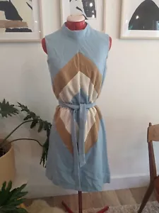 Abito vintage Alison Ayres blu con cintura anni 60 70 groovy boho mod hippie gogo med - Foto 1 di 6