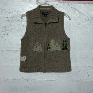 WOOLRICH maglione donna piccolo full zip 100% lana di agnello SHEEP TREE grafica - Foto 1 di 7