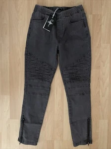 Flamingo Flamingals Größe S Damen Neu mit Etikett Moto zum Anziehen Jeans elastische Taille Knöchelreißverschluss - Bild 1 von 8