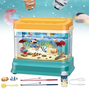 Fish Tank Play Set,Aquarium Toys for Kids,Magnetic Realistic Interactive Feeding - Picture 1 of 12